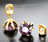 Крупные золотые пусеты с редкой парой насыщенно-розовых шпинелей 4,78 карата Золото