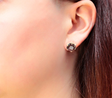 Крупные золотые пусеты с редкой парой насыщенно-розовых шпинелей 4,78 карата Золото