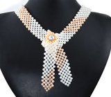 Массивное стильное колье с жемчугом 893,39 карата и застежкой-закруткой из желтого золота 585 пробы с бриллиантами