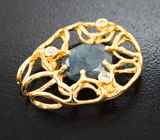 Двусторонний золотой кулон с крупным уральским александритом 1,87 карата, малыми уральскими александритами и бриллиантами Золото