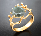 Золотое кольцо с крупным насыщенным уральским александритом 4,74 карата и бриллиантами