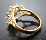 Золотое кольцо с крупным насыщенным уральским александритом 4,74 карата и бриллиантами Золото