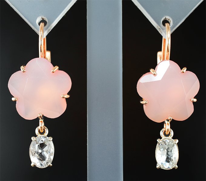 Серьги с розовым кварцем авторской огранки 15,1 карата  и скаполитами 1,37 карата