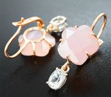 Серьги с розовым кварцем авторской огранки 15,1 карата  и скаполитами 1,37 карата Золото