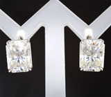 Серьги с бесцветными муассанитами топовой огранки 11,92 карата Золото
