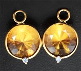 Подвесы для серег с чистейшими цитринами топовых цветовых характеристик 22,06 карата и сапфирами