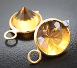 Подвесы для серег с чистейшими цитринами топовых цветовых характеристик 22,06 карата и сапфирами