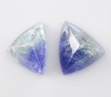 Подвесы для серег с крупными полихромными цоизитами редной огранки 17,33 карата