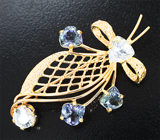 Брошь с цоизитами 2,19 карата и фенакитами 1,58 карата Золото