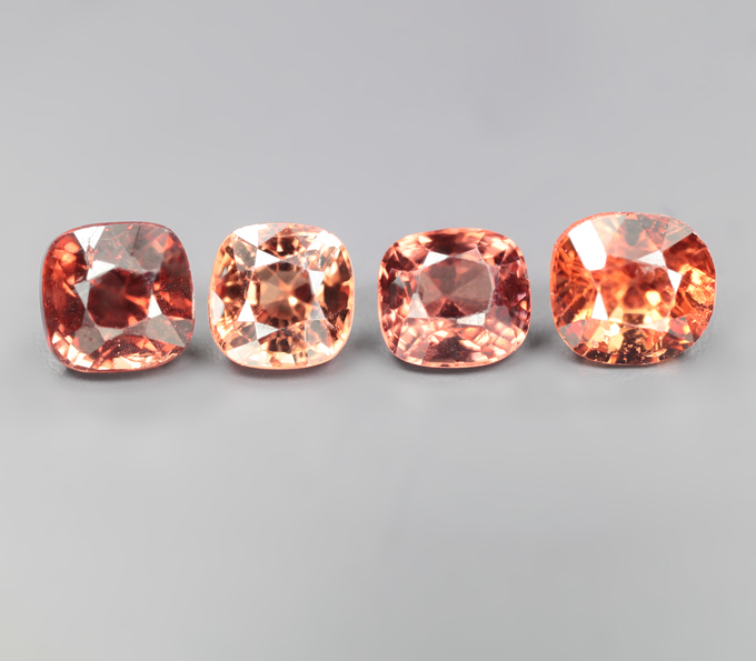 Набор из 4 оранжевых шпинелей 1,71 карата
