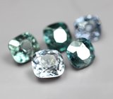Набор из 5 зелено-голубых и синих шпинелей 3,78 карата