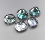 Набор из 5 зелено-голубых и синих шпинелей 3,78 карата