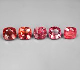 Крупный набор из 5 пурпурных и красных шпинелей 4,93 карата 