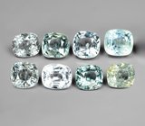 Крупный набор из 8 голубых и синих шпинелей 4,93 карата