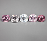 Крупный набор из 5 разноцветных шпинелей 6,14 карата 