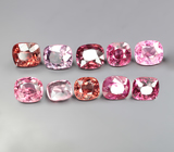 Крупный набор из 10 разноцветных шпинелей 6,42 карата 