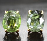 Золотые пусеты с крупными полихромными турмалинами 4,95 карата Золото