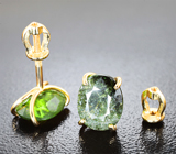 Золотые пусеты с крупными полихромными турмалинами 4,95 карата