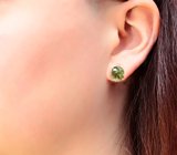 Золотые пусеты с крупными полихромными турмалинами 4,95 карата Золото