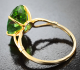 Золотое кольцо с крупным невероятно-ярким сочно-зеленым турмалином 5,49 карата Золото