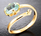 Золотое кольцо с редкого цвета турмалином 1,16 карата и лейкосапфиром