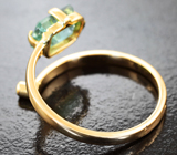 Золотое кольцо с редкого цвета турмалином 1,16 карата и лейкосапфиром Золото