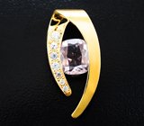 Золотой кулон с розовато-оранжевым 2,99 карата и бесцветными цирконами Золото