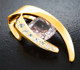 Золотой кулон с розовато-оранжевым 2,99 карата и бесцветными цирконами