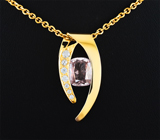 Золотой кулон с розовато-оранжевым 2,99 карата и бесцветными цирконами