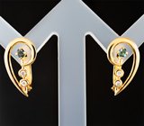 Золотые серьги с уральскими александритами высокой чистоты 0,17 карата и бриллиантами Золото