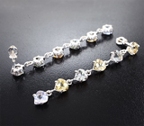 Крупные золотые серьги с разноцветными цоизитами различных оттенков 9,67 карата