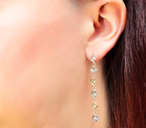 Крупные золотые серьги с разноцветными цоизитами различных оттенков 9,67 карата Золото