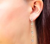 Крупные золотые серьги с разноцветными цоизитами различных оттенков 9,67 карата Золото