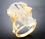 Кольцо с крупным бесцветным топазом с включениями рутила 33,17 карата  Золото