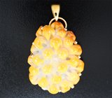 Кулон с крупным резным желтым нефритом 67,55 карата Золото