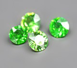 Высокая дисперсия! Набор из 4 уральских демантоидов 0,16 карата 