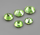 Высокая дисперсия! Набор из 5 уральских демантоидов 0,32 карата 