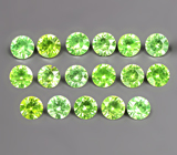 Топовая огранка! Высокая дисперсия! Набор из 17 уральских демантоидов 0,63 карата 