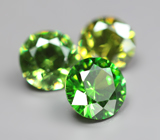 Высокая дисперсия! Набор из 3 уральских демантоидов 0,92 карата 