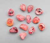 Набор из 13 красных и оранжевых сапфиров 4,18 карата 