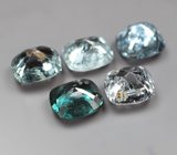 Набор из 5 синих, голубых, зеленых шпинелей 4,68 карата 