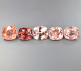 Набор из 5 оранжевых, красной и падпараджа шпинелей 4,78 карата