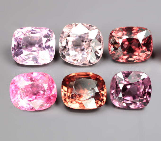 Набор из 6 разноцветных шпинелей 3,62 карата