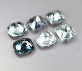 Набор из 6 синих, голубых и зеленых шпинелей 6,92 карата 