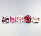 Набор из 5 разноцветных шпинелей 4,46 карата 