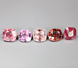 Набор из 5 разноцветных шпинелей 3,83 карата