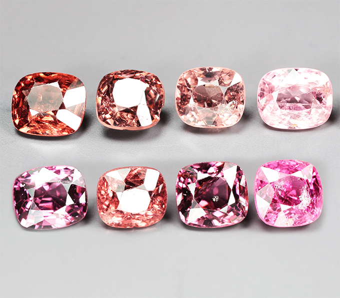 Набор из 8 разноцветных шпинелей 6,63 карата