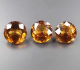 Набор из 3 чистейших цитринов мадейра 6,15 карата