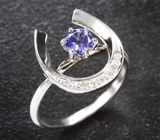 Золотое кольцо "Подкова на счастье" с чистейшим танзанитом 0,5 карата и бриллиантами