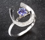 Золотое кольцо "Подкова на счастье" с чистейшим танзанитом 0,5 карата и бриллиантами